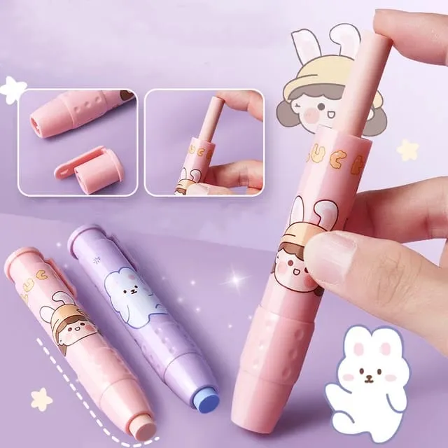 Kawaii Delight: Press Pen Eraser with Adorable Design for Precise Erasing 1 pcs