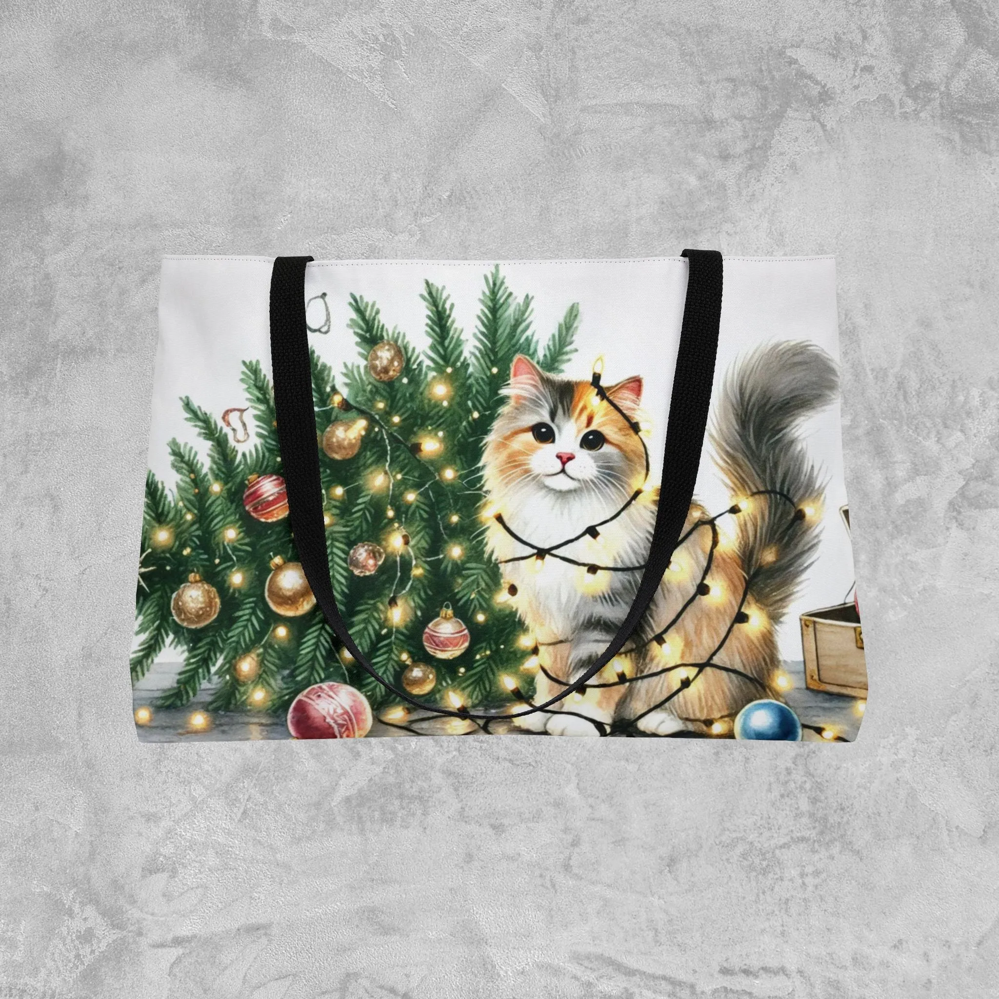 Kitty Christmas Lights  - Weekender Tote Bag