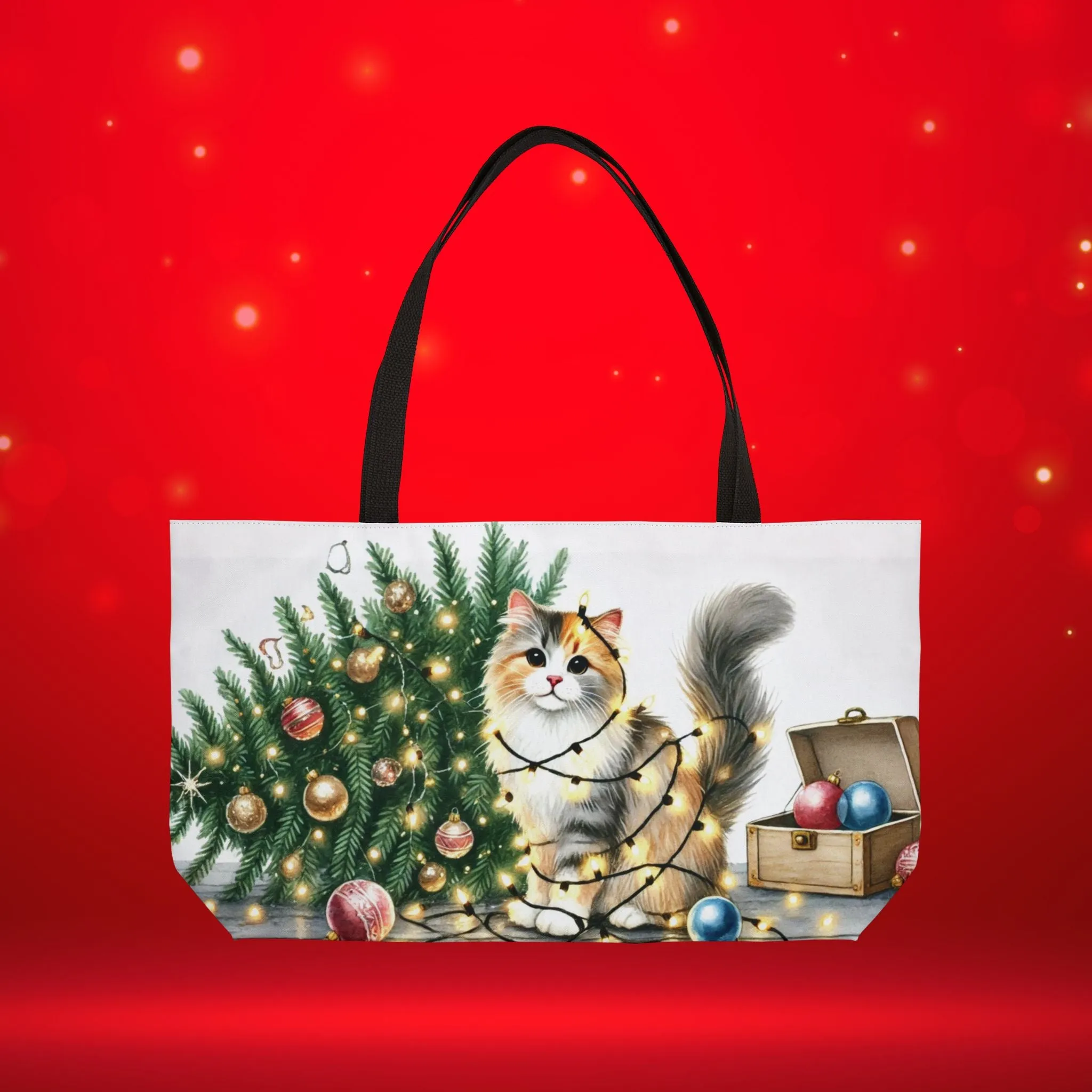 Kitty Christmas Lights  - Weekender Tote Bag