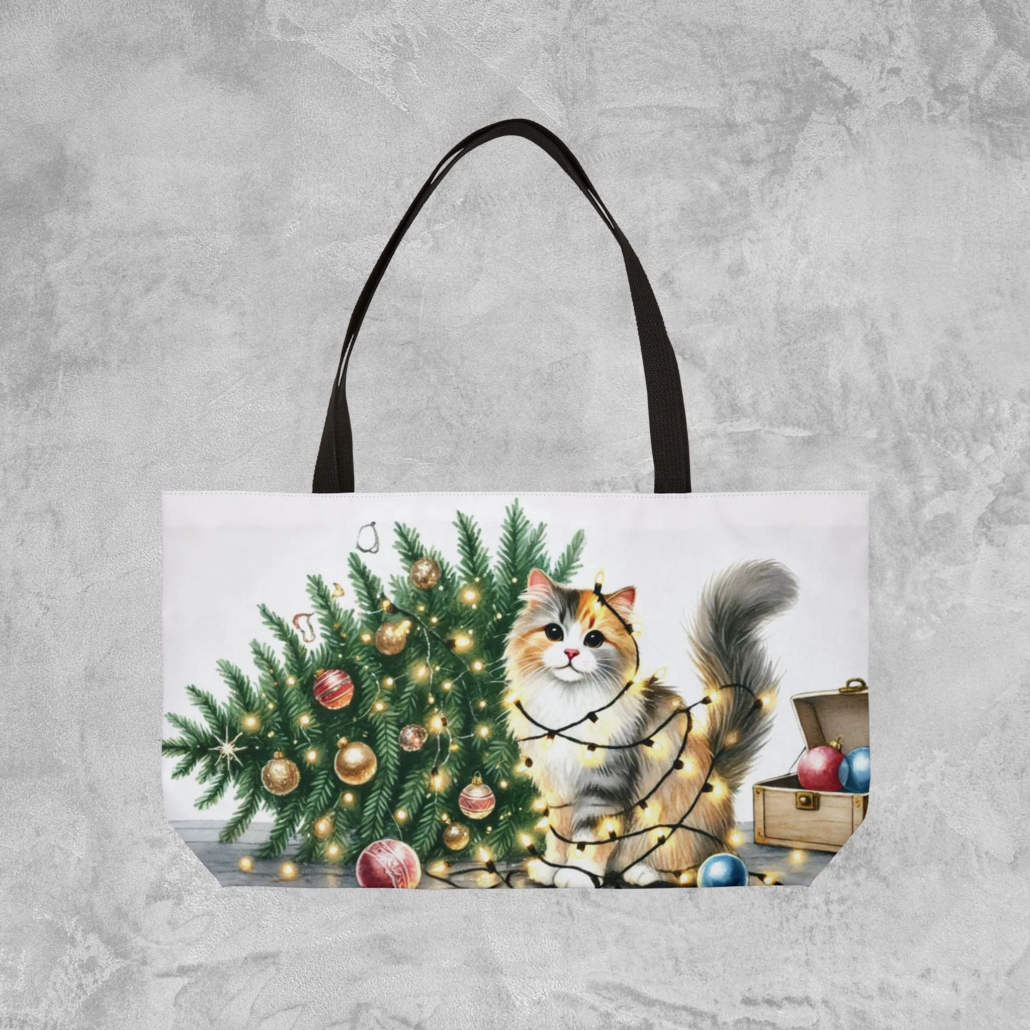 Kitty Christmas Lights  - Weekender Tote Bag