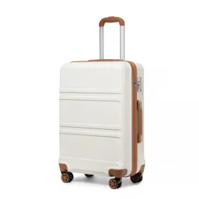 Kono 28 Inch ABS Sculpted Horizontal Design Suitcase - Cream | Durable & Stylish Luggage