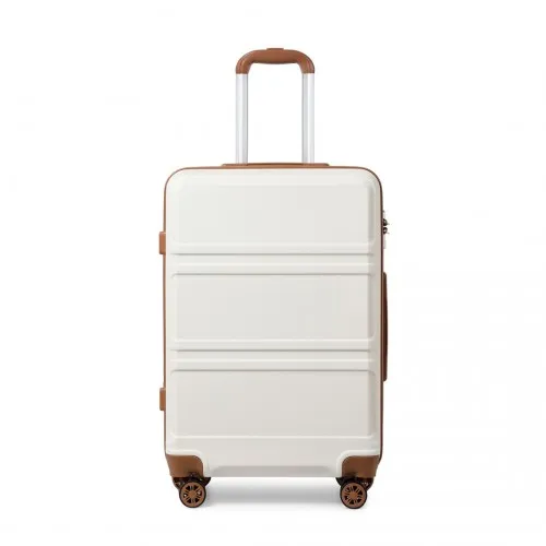 Kono 28 Inch ABS Sculpted Horizontal Design Suitcase - Cream | Durable & Stylish Luggage