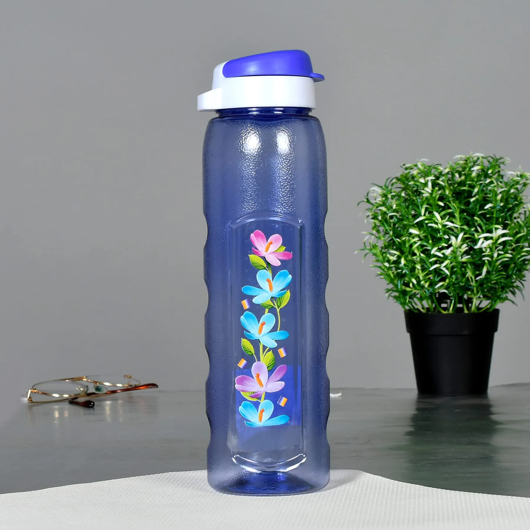 Kuber Industries Plastic Water Bottle With Sipper- 1 Litre, Pack of 6 (Pruple)