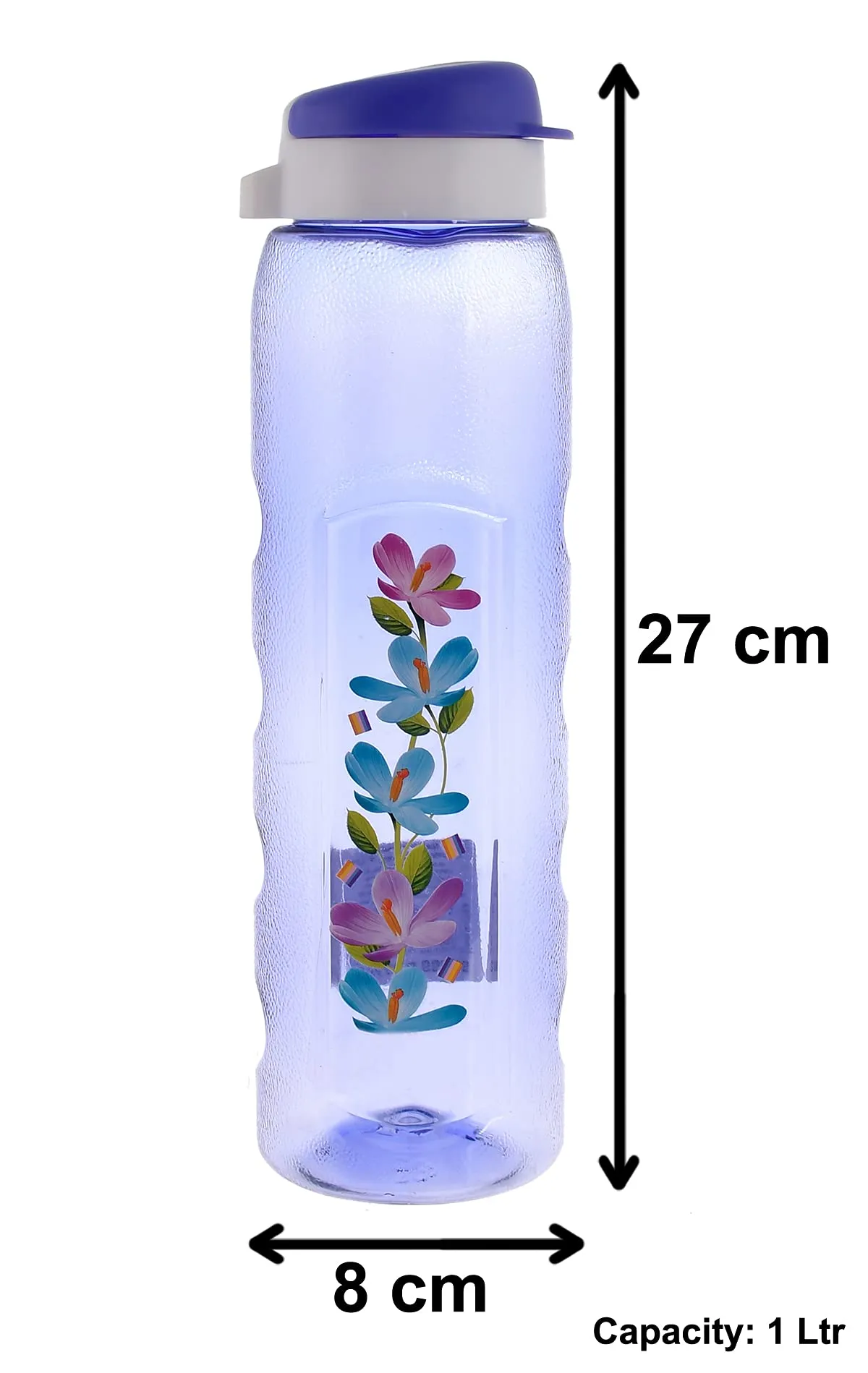 Kuber Industries Plastic Water Bottle With Sipper- 1 Litre, Pack of 6 (Pruple)