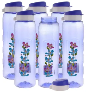 Kuber Industries Plastic Water Bottle With Sipper- 1 Litre, Pack of 6 (Pruple)