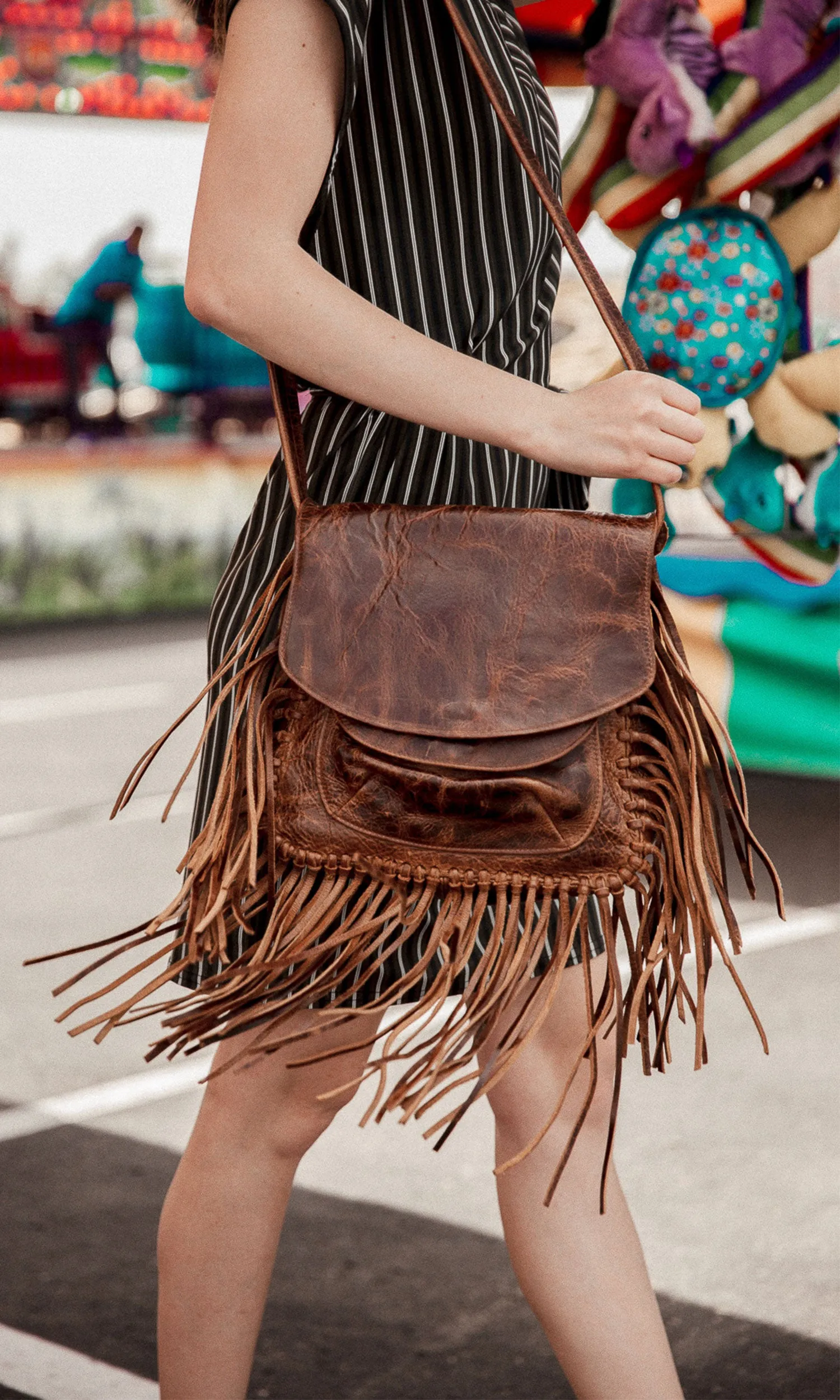 Laggo Maurice Flap over Saddle Bag with Fringe