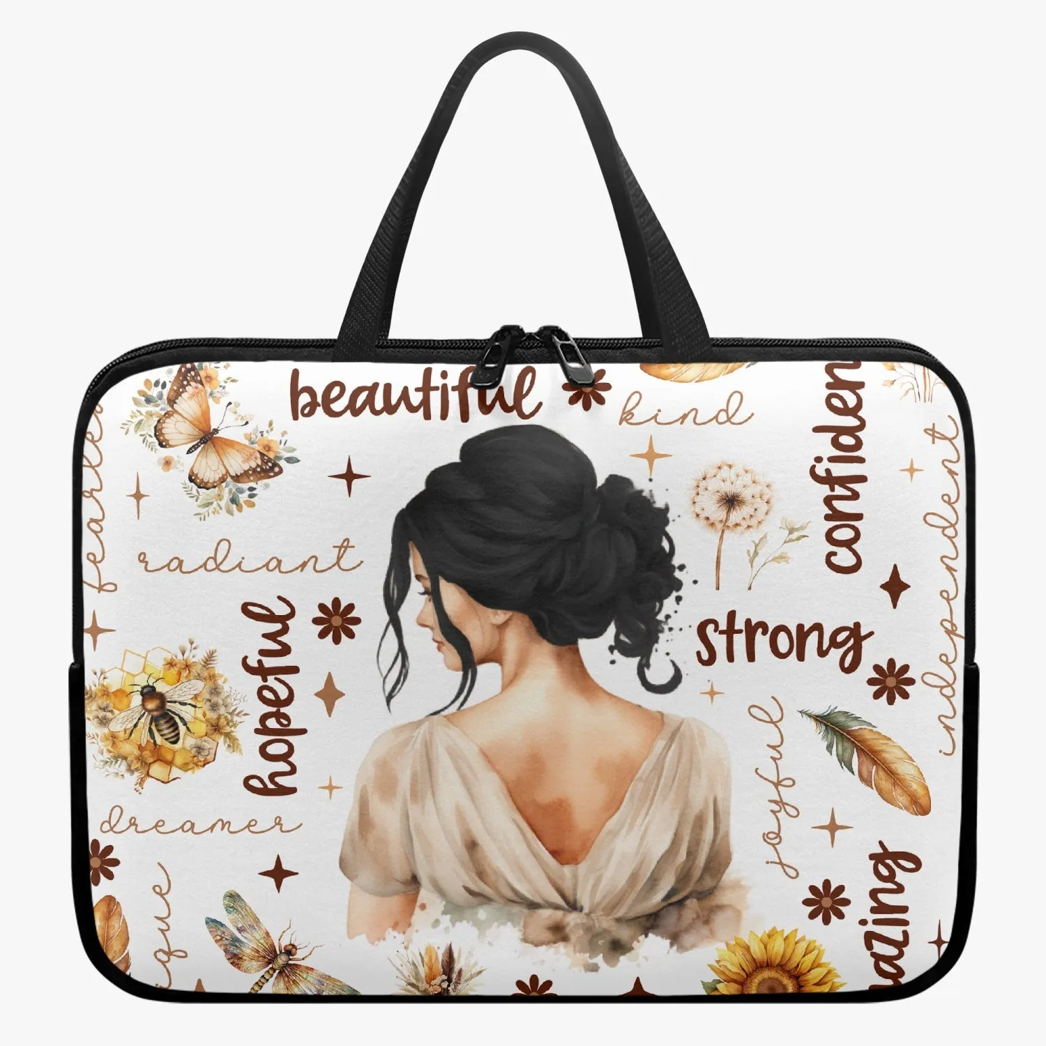 Laptop Sleeve with handles - Affirmations - Black Hair