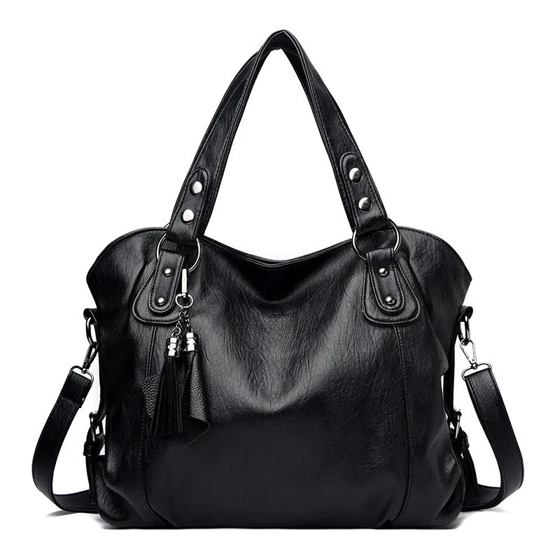 Large Black Women's Shoulder Bags Big Size Casual Tote Bag Quality Leather Crossbody Bag Female Travel Shopper Handbag