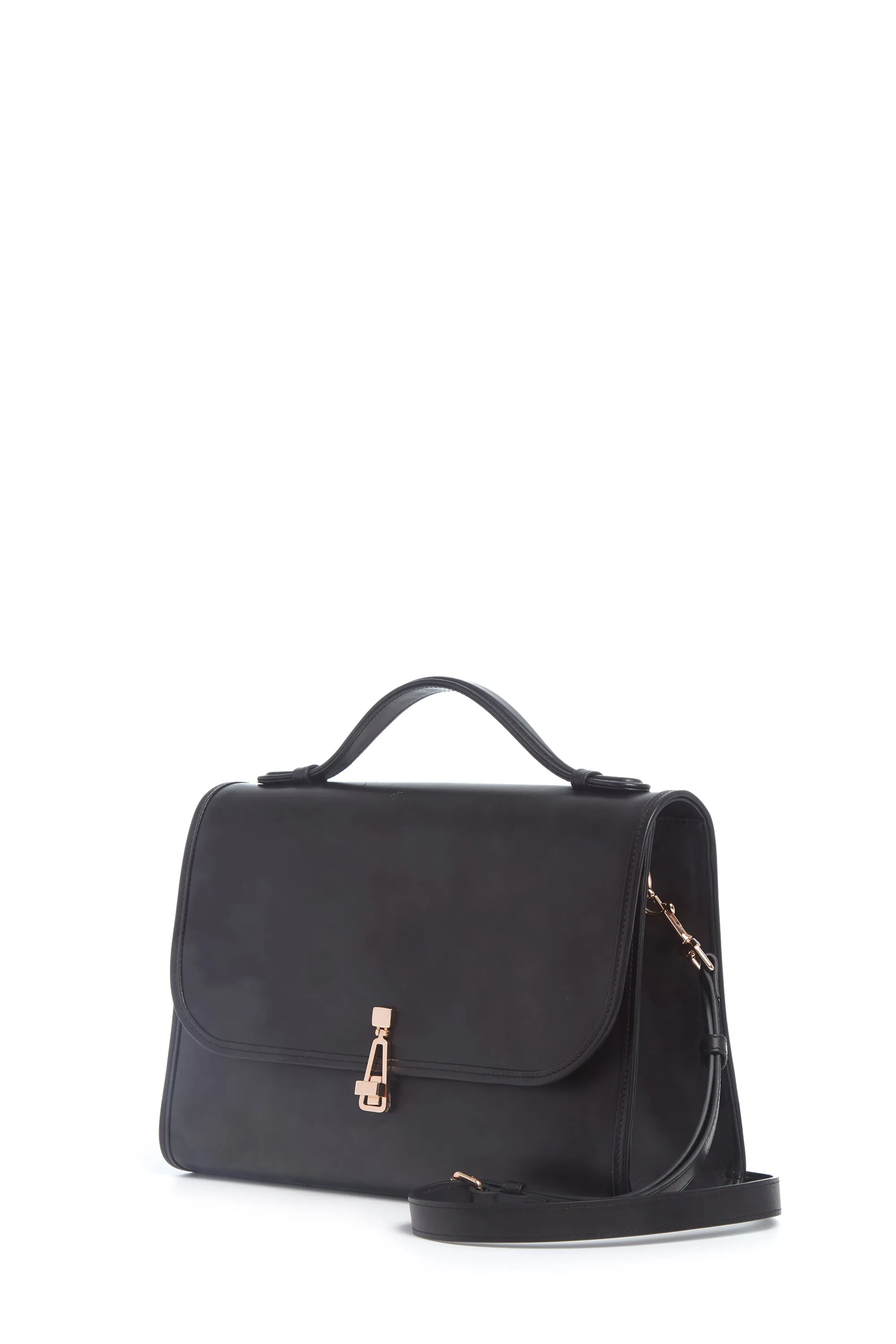 Large Leonora Flap Bag in Black Leather