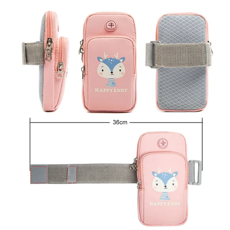 Large Running Mobile Phone Arm Bag Cartoon Mobile Phone Bag(Watermelon Pink Girl)