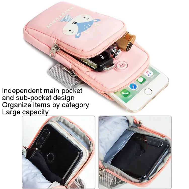 Large Running Mobile Phone Arm Bag Cartoon Mobile Phone Bag(Watermelon Pink Girl)