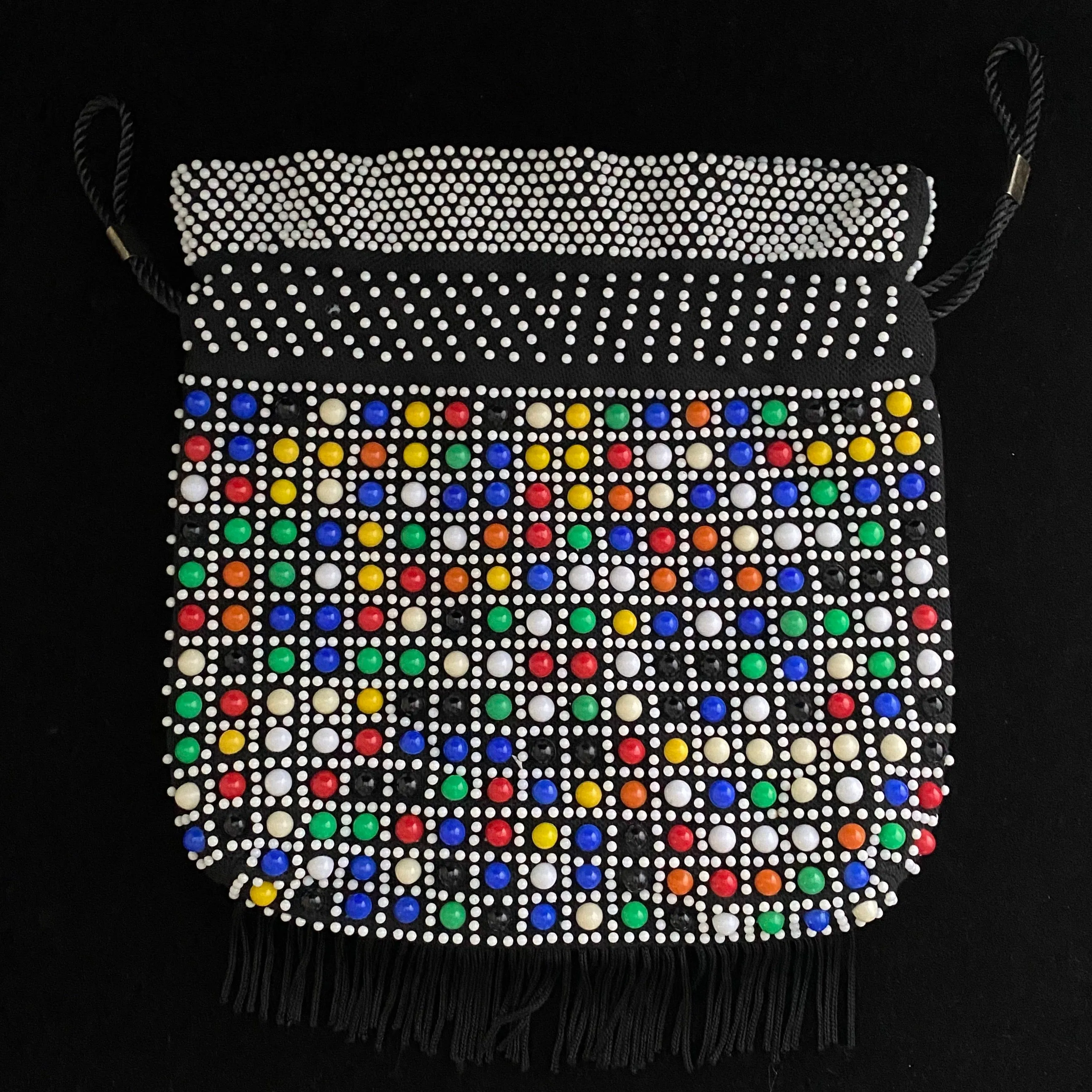 Late 50s/ Early 60s Multi-Colored Beaded Drawstring Bag