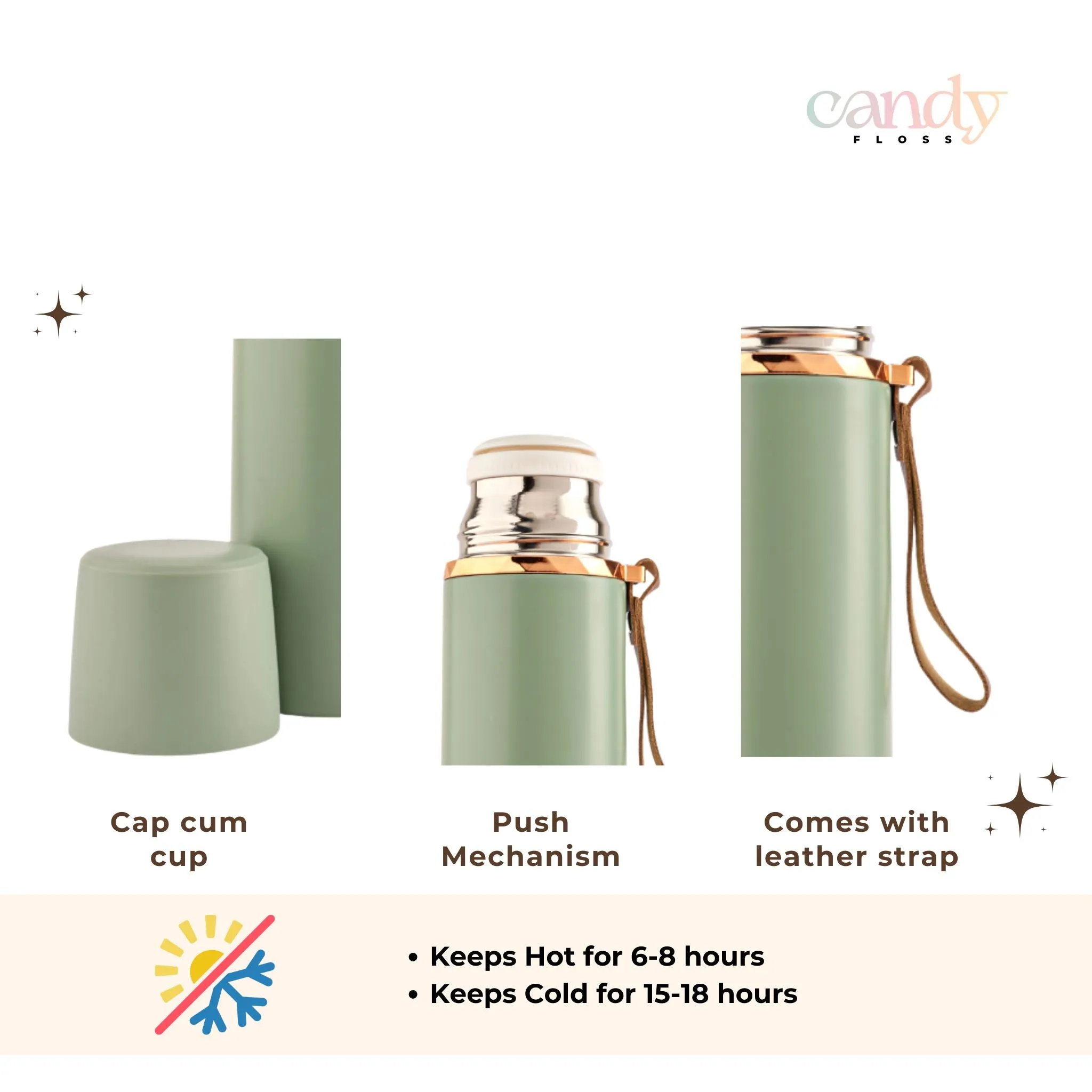 Leakproof Thermos with a Leather Strap