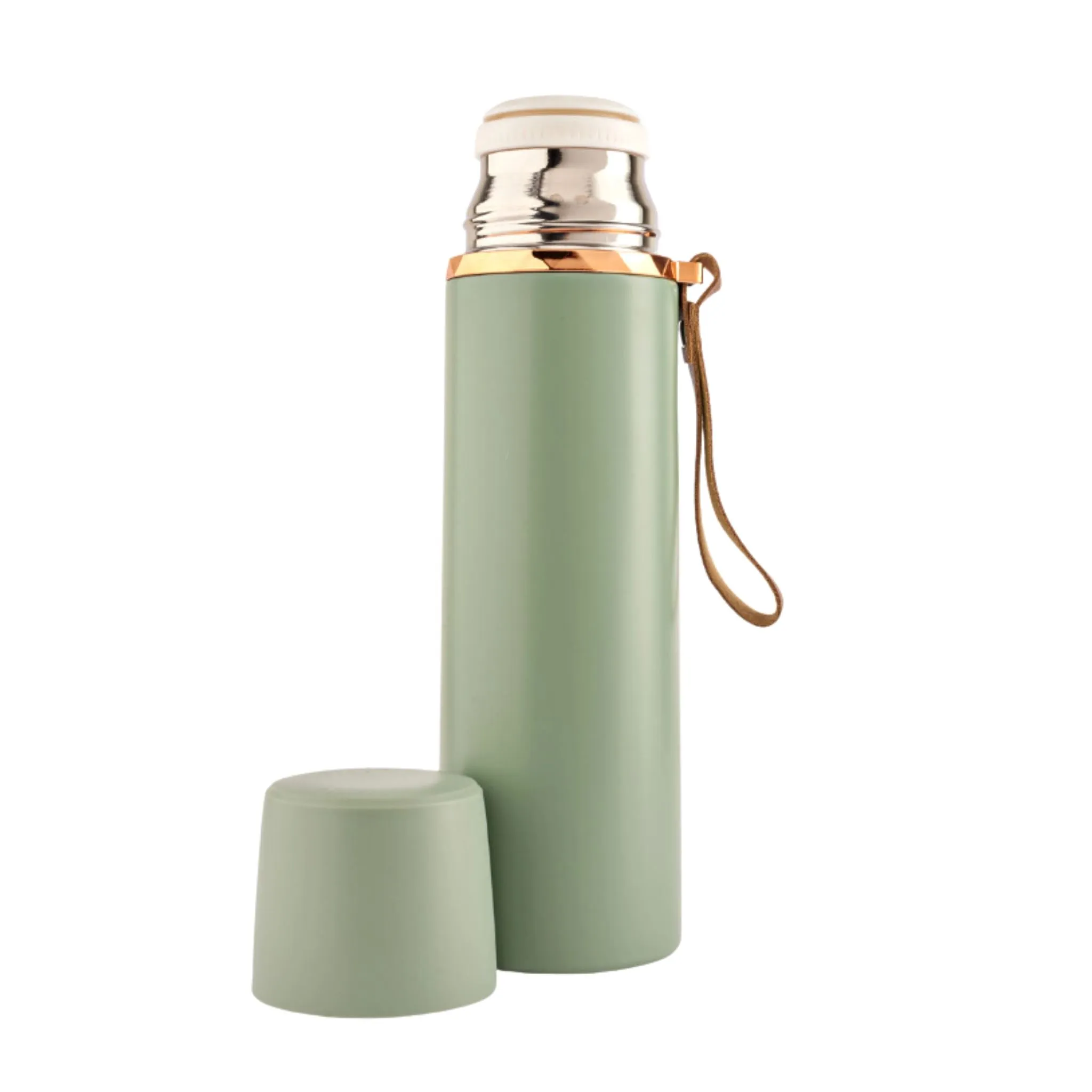 Leakproof Thermos with a Leather Strap