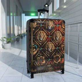 Lion Damask Suitcase Decorative Travel Luggage Premium Hard Shell Carry-on Suitcase Lion Print Suitcase | D20224A