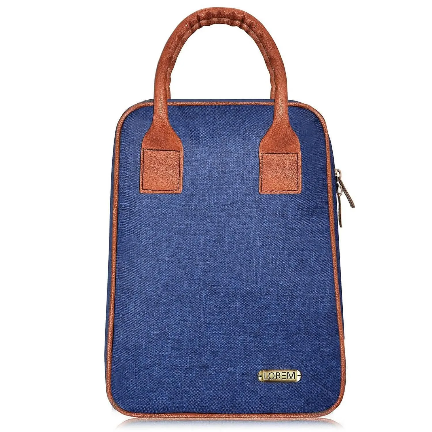 Lorem Blue Linen Textured Insulated Tiffin Bag/Lunch Bag for Men & Women - TB01