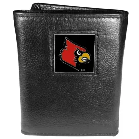 Louisville Cardinals Deluxe Leather Tri-fold Wallet Packaged in Gift Box