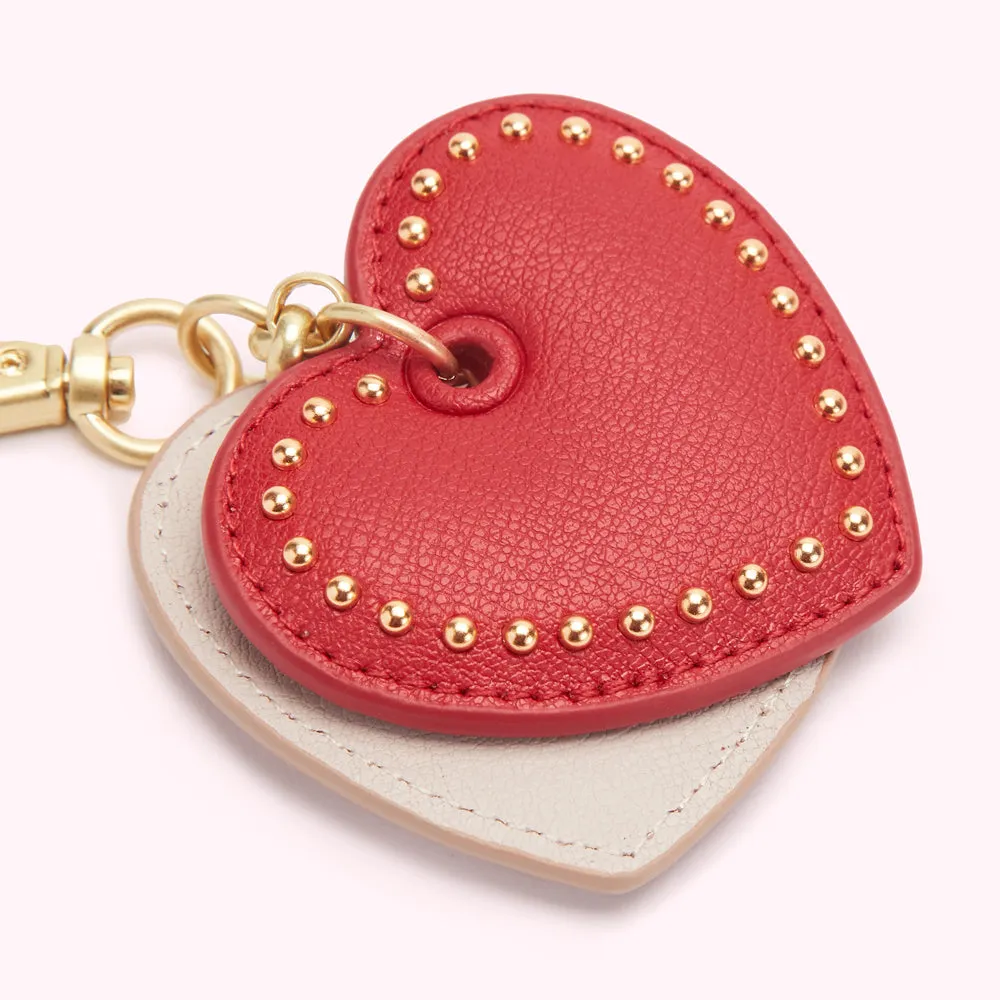 LULU RED STUDDED HEART KEYRING