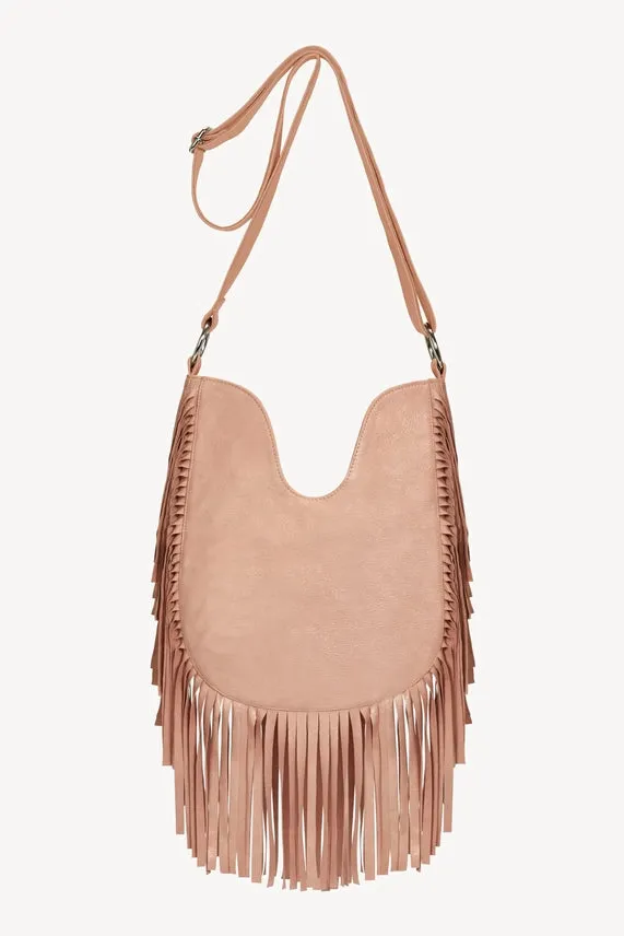 Lyrebird Stud Fringe Hobo Bag