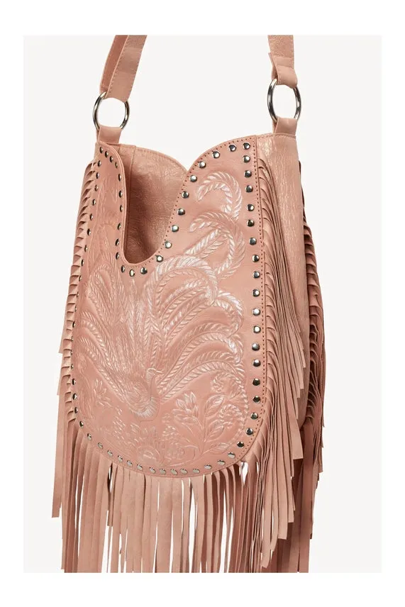 Lyrebird Stud Fringe Hobo Bag