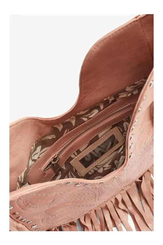 Lyrebird Stud Fringe Hobo Bag