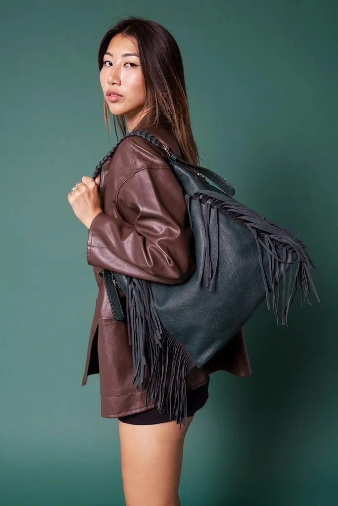 M2350 Sav Distressed Hobo w/ Fringe Detail