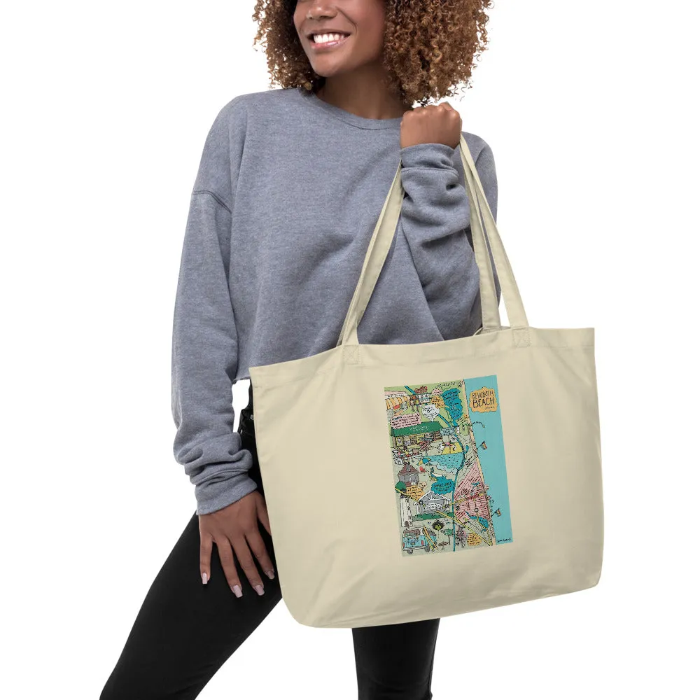 Map of Rehoboth Beach Cotton Large Tote Bag