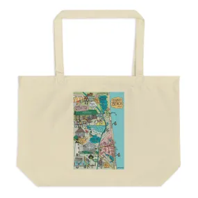 Map of Rehoboth Beach Cotton Large Tote Bag