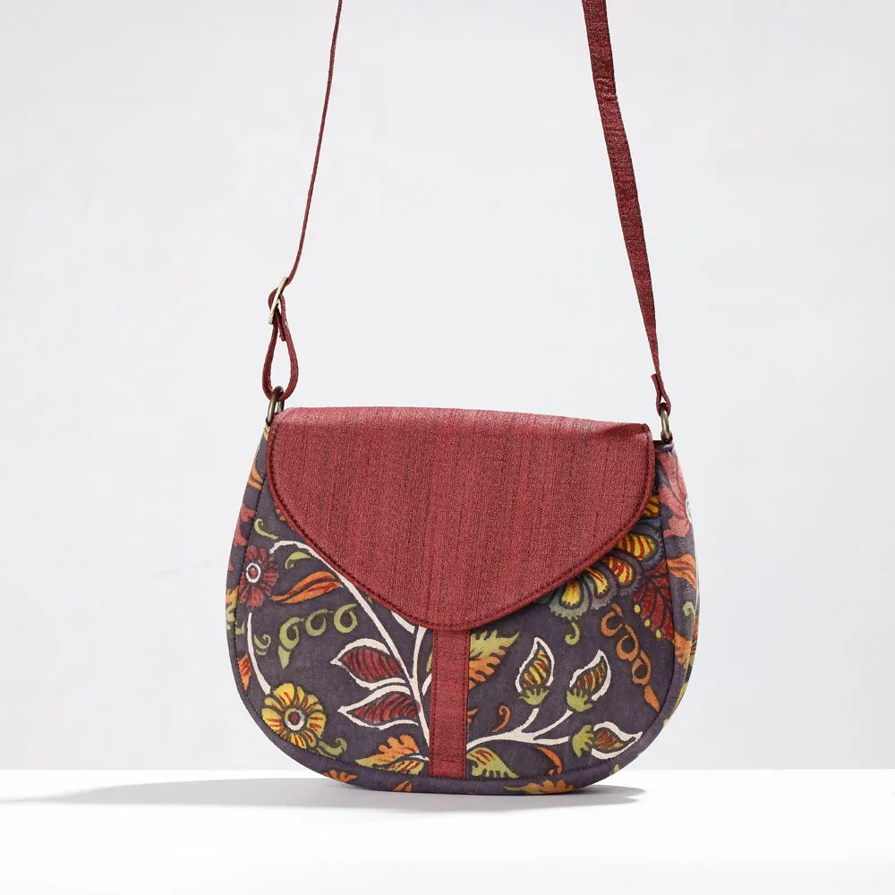 Maroon - Sling Bag - Handpainted Kalamkari Natural Dyed Ghicha Silk