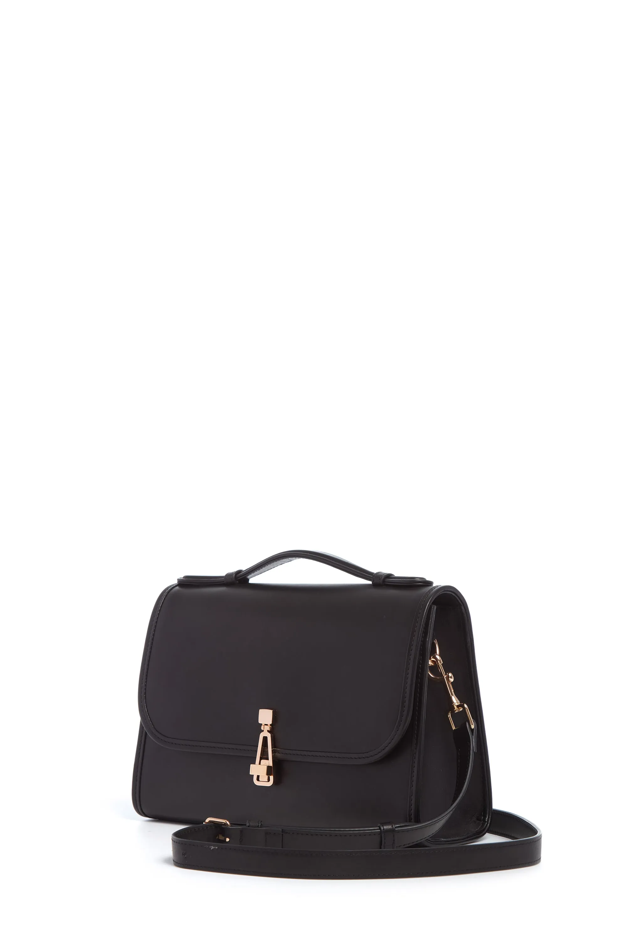 Medium Leonora Flap Bag in Black Leather