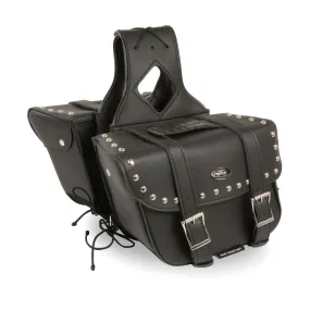 Medium Zip-Off PVC Slanted Throw Over Studded Saddle Bag(12X9X5X18)