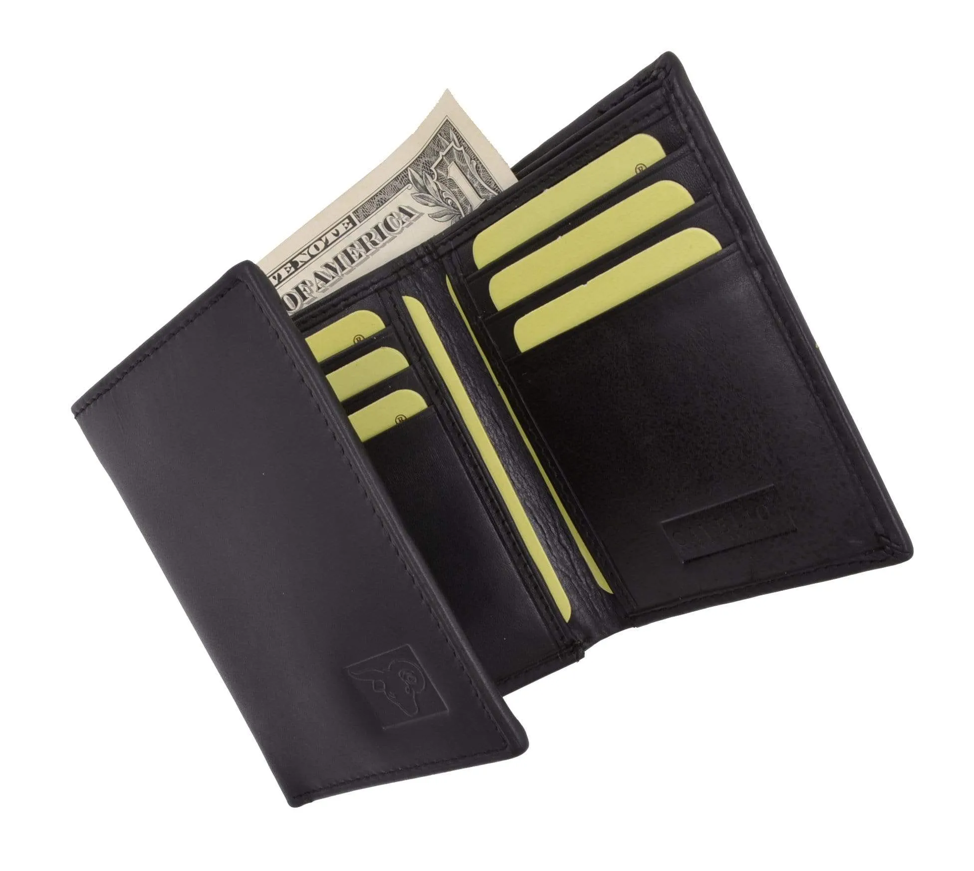 Mens High Quality Genuine Leather Card Holder Trifold Wallet with Outside ID Window by Cavelio 730055 (C)