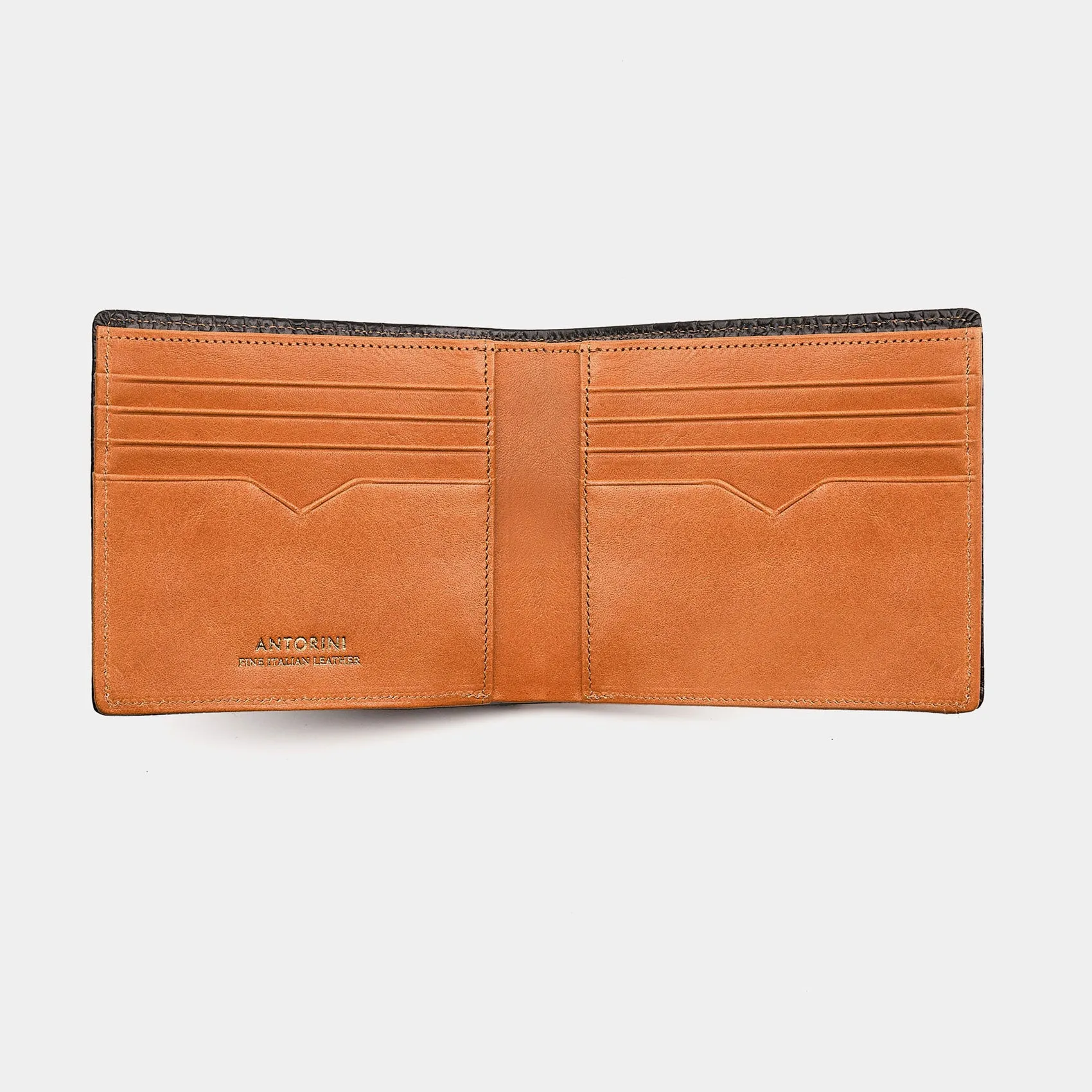 Men's Wallet ANTORINI in Dark Brown and Cognac, 8cc