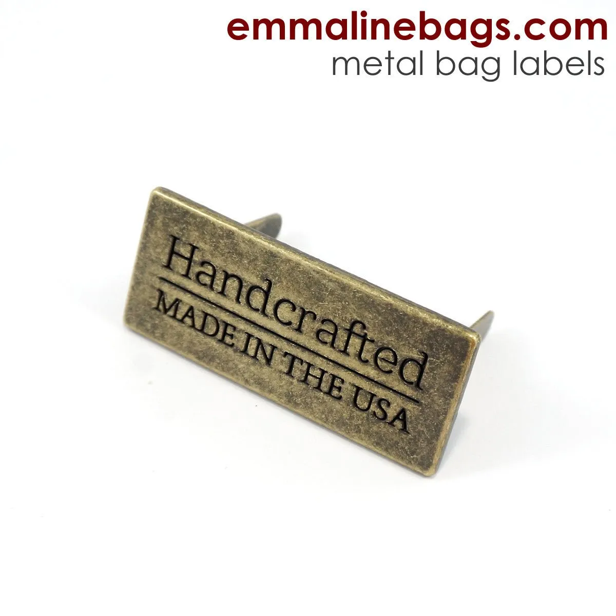 Metal Bag Label: "Handcrafted - Made in the USA"