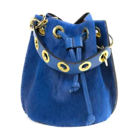 Mila Genuine Leather Pony Hair Bucket Bag | Blue