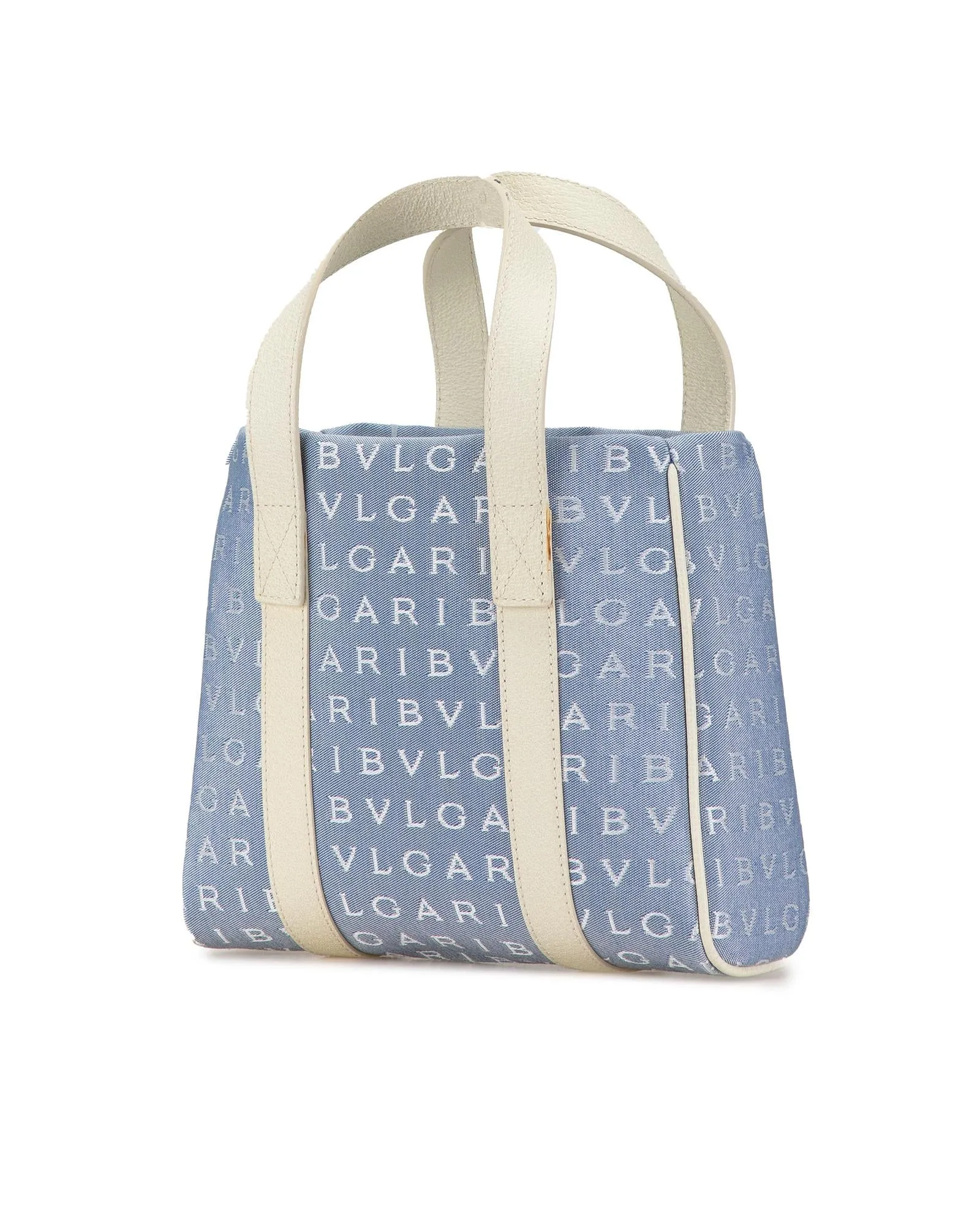 Mini Denim Tote Bag with Leather Trim