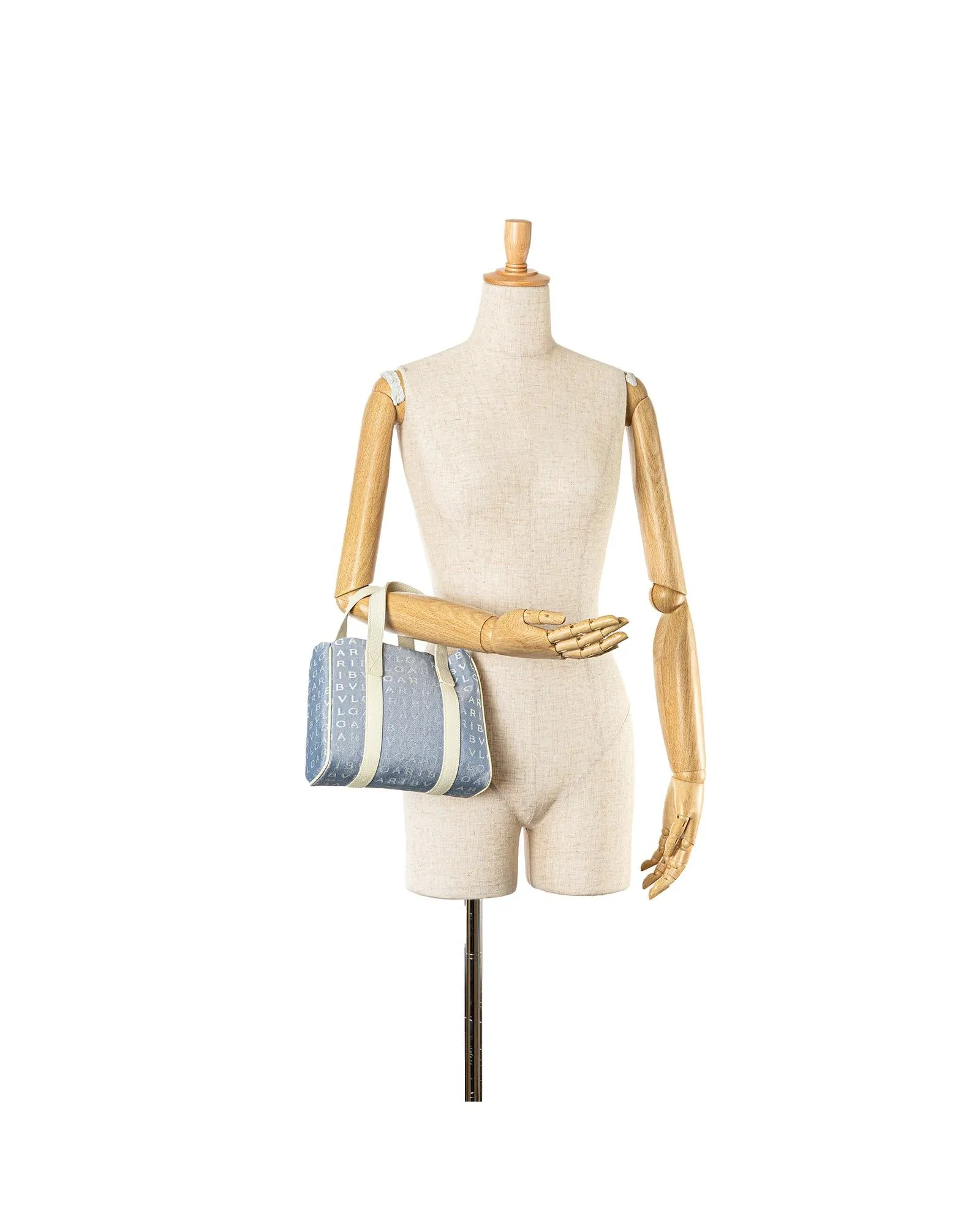 Mini Denim Tote Bag with Leather Trim