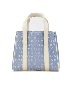 Mini Denim Tote Bag with Leather Trim