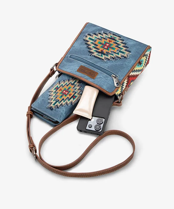 Montana West Aztec Denim Crossbody Bag