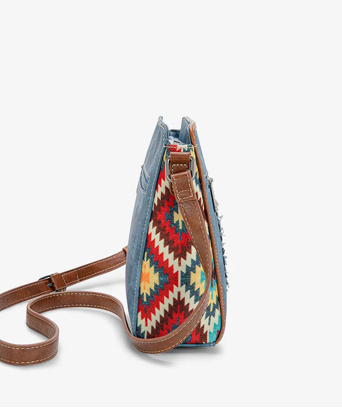 Montana West Aztec Denim Crossbody Bag