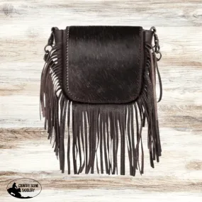 Montana West Genuine Leather Hair-On Collection Fringe Crossbody / COFFEE