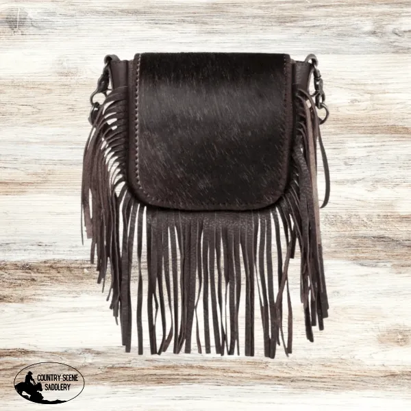 Montana West Genuine Leather Hair-On Collection Fringe Crossbody / COFFEE