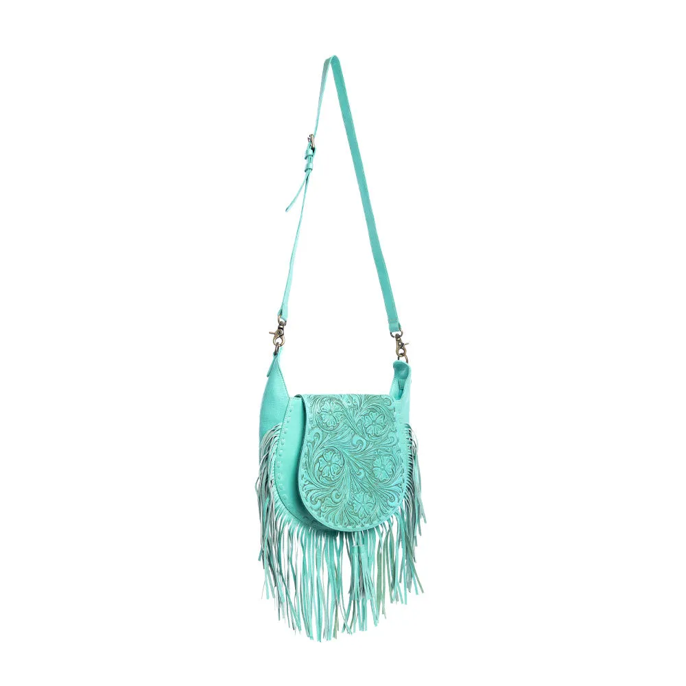 Moonwood Hand-Tooled Bag in Turquoise