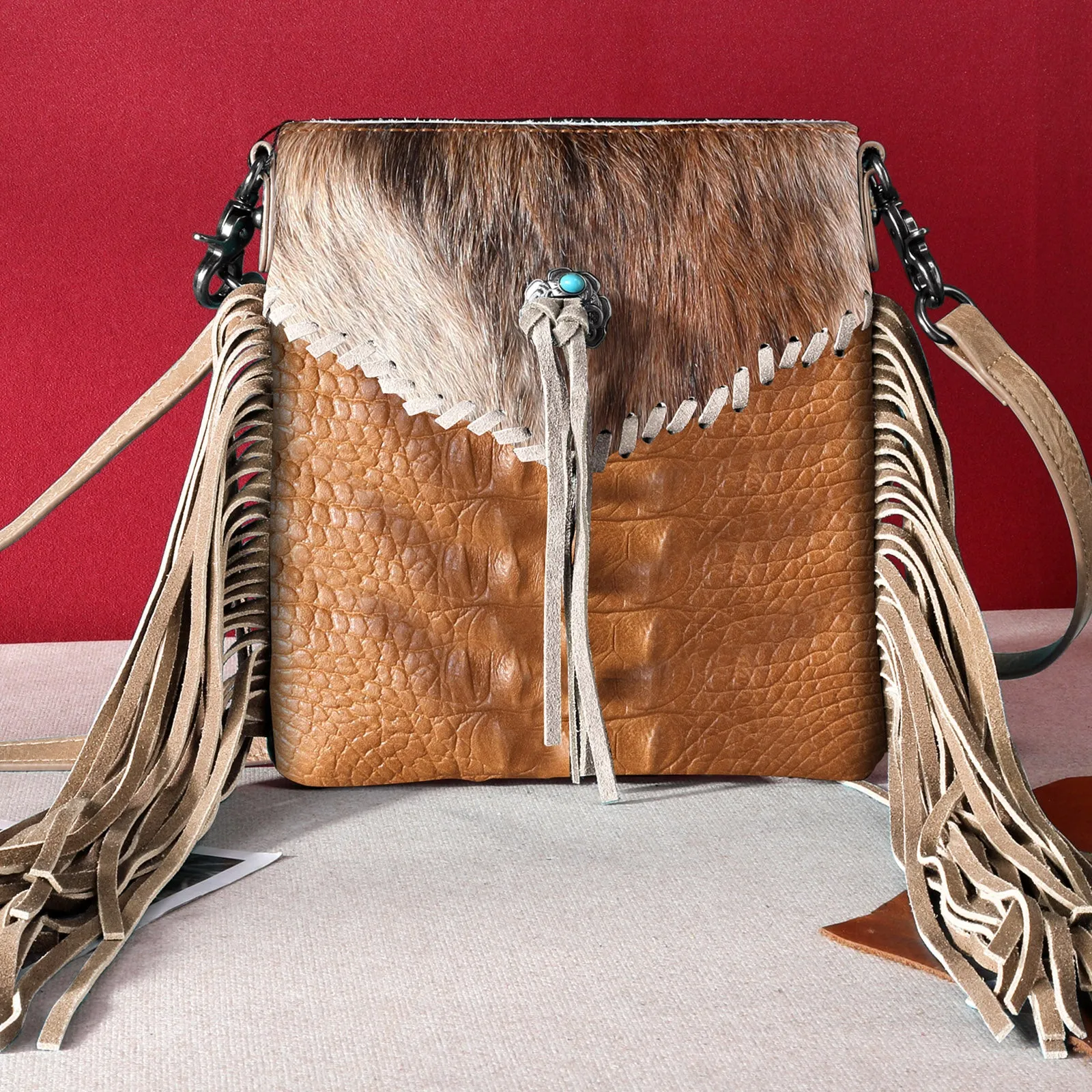 MW1268-8360   Montana West Hair-On Collection Crossbody