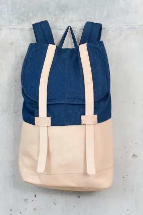 NANAS [ flow ] - backpack 100% cotton denim / leather