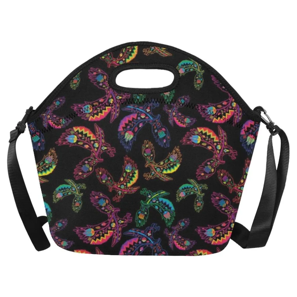 Neon Floral Eagles Neoprene Lunch Bag/Large