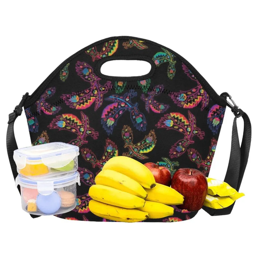 Neon Floral Eagles Neoprene Lunch Bag/Large