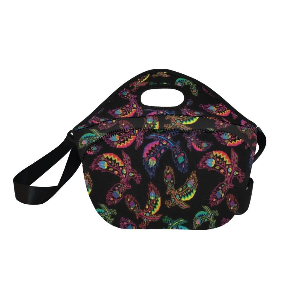 Neon Floral Eagles Neoprene Lunch Bag/Large