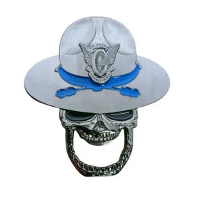 NEW for 2024 <br> Calif Hwy Patrol <br> Skull Bottle Opener <br> Black Nickel