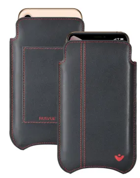 NueVue iPhone 11 and iPhone XR Wallet Case Napa Leather | Black | Sanitizing Screen Cleaning Case